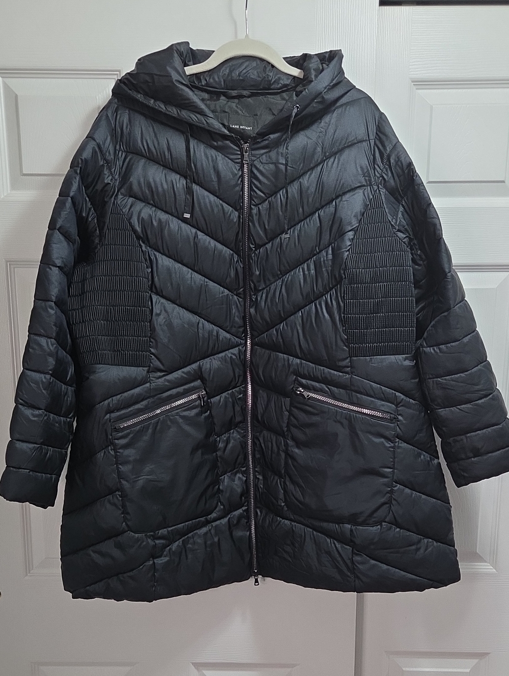 Lane Bryant Black Quilted Hooded Packable Coat